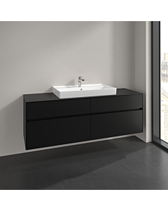 Villeroy und Boch Collaro meuble sous-vasque C02800VL 160x54,8x50cm, lavabo au milieu, noir volcan
