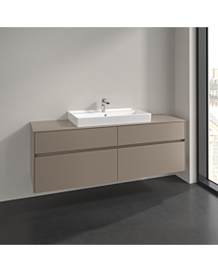 Villeroy und Boch Collaro meuble sous-vasque C028B0VM 160x54,8x50cm, lavabo au milieu, éclairage LED 12W, taupe