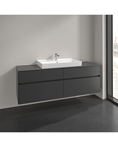 Villeroy und Boch Collaro meuble sous-vasque C028B0VR 160x54,8x50cm, lavabo au milieu, éclairage LED 12W, graphite