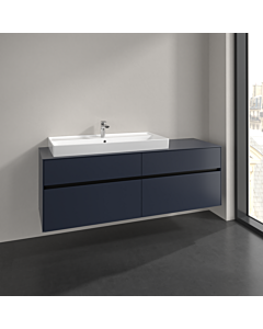 Villeroy und Boch Collaro Vanity unit C029B0VQ 160x54.8x50cm, washbasin on the left, with LED lighting, marine blue