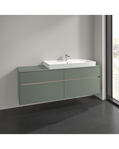 Villeroy und Boch Collaro meuble sous-vasque C030B0AF 160x54,8x50cm, meuble sous-vasque à droite, éclairage LED 12W, vert tendre