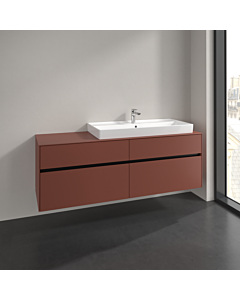 Villeroy und Boch Collaro Waschtischunterschrank C030B0AH 160x54,8x50cm, Waschtisch rechts, LED-Beleuchtung 12W, wine red