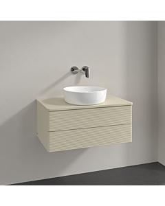 Meuble vasque Villeroy &amp; Boch Antao L19150HJ avec éclairage, 80 x 36 x 50 cm, percé pour robinetterie, finition laquée gris soie mat