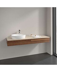 Villeroy &amp; Boch Antao vanity unit K15053HM 160x19x50cm, tap hole, washbasin top color botticino, warm walnut