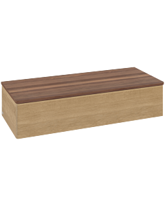 Villeroy &amp; Boch Antao sideboard L41002HN with lighting, 1 drawer, 1200 x 268 x 500 mm, smooth front, Honey Oak / Warm Walnut