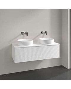 Villeroy &amp; Boch Antao vanity unit L35150MT with lighting, 1 drawer, 1200 x 360 x 500 mm, textured front, White Matt Lacquer / White Matt Lacquer