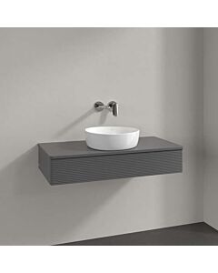 Villeroy und Boch Antao Waschtisch-Unterschrank L09150GK mit Beleuchtung, 1 Auszug, 1000 x 190 x 500 mm, Front mit Struktur, Anthracite Matt Lacquer / Anthracite Matt Lacquer