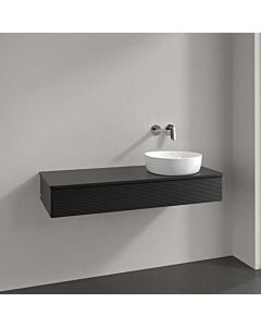 Villeroy und Boch Antao Waschtisch-Unterschrank K12150PD 120x19x50cm, Hahnloch, Waschbeckenplattenfarbe Lack, black matt lacquer