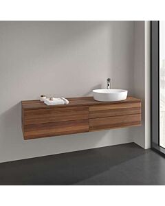 Meuble vasque Villeroy &amp; Boch Antao K27052HM 160 x 36 x 50 cm, percé pour robinetterie, plan vasque couleur noyer chaud, noyer chaud