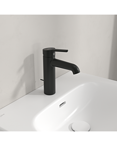 Villeroy und Boch Skyla Waschtischarmatur  TVW116005000K5 Messing, mit Zugstangen-Ablaufgarnitur, AquaSmart, Matt Black