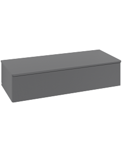 Buffet Villeroy &amp; Boch Antao L41100GK avec éclairage, 1 tiroir, 1200 x 268 x 500 mm, façade texturée, laque anthracite mate.