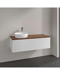 Villeroy &amp; Boch Antao vanity unit K33012GF 120x36x50cm, washbasin top color warm walnut, glossy white lacquer