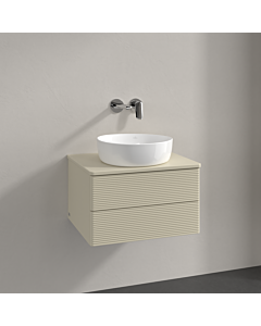 Meuble vasque Villeroy &amp; Boch Antao K18150HJ 60 x 36 x 50 cm, percé pour robinetterie, coloris du plan vasque : laque mate gris soie