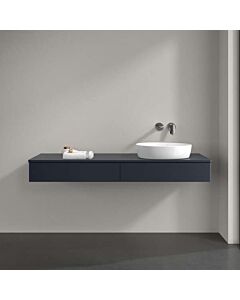 Meuble vasque Villeroy &amp; Boch Antao L16010HG avec éclairage, 2 tiroirs, 1600 x 190 x 500 mm, façade lisse, laque mate bleu nuit / laque mate bleu nuit