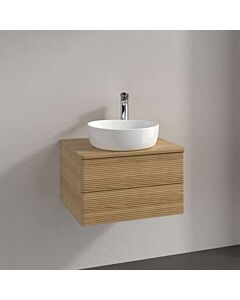 Villeroy und Boch Antao Waschtisch-Unterschrank L18151HN mit Beleuchtung, 2 Auszüge, 600 x 360 x 500 mm, Front mit Struktur, Honey Oak / Honey Oak