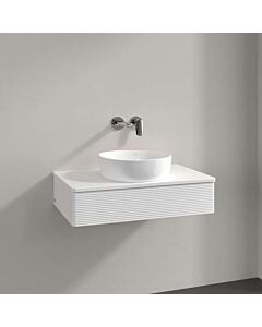 Meuble vasque Villeroy &amp; Boch Antao K08150MT 80 x 19 x 50 cm, percé pour robinetterie, plan vasque couleur : laque blanche mate