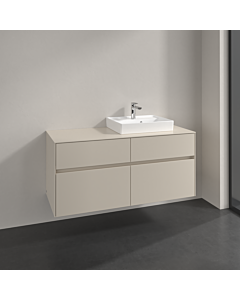 Villeroy und Boch Collaro Waschtischunterschrank C072B0VN 120x54,8x50cm, Waschtisch rechts, LED-Beleuchtung 8,8 W, cashmere grey