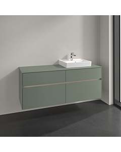 Villeroy und Boch Collaro vanity unit C075B0AF 140x54.8x50cm, washbasin right, LED lighting 10.4W, soft green