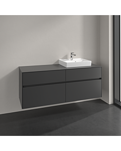 Villeroy und Boch Collaro meuble sous-vasque C075B0VR 140x54,8x50cm, meuble sous-vasque à droite, éclairage LED 10,4W, graphite