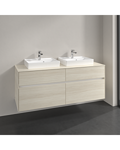 Villeroy und Boch Collaro meuble sous-vasque C076B0AA 140x54,8x50cm, pour 2 Waschtische , éclairage LED 10,4 W, chêne blanc