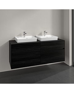 Villeroy und Boch Collaro Waschtischunterschrank C076B0AB 140x54,8x50cm, für 2 Waschtische, LED-Beleuchtung 10,4 W, black oak