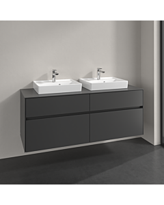 Villeroy und Boch Collaro vanity unit C076B0VR 140x54.8x50cm, for 2 Waschtische , LED lighting 10.4 W, graphite