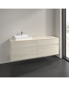 Villeroy und Boch Collaro meuble sous-vasque C078B0AA 160x54,8x50cm, meuble sous-vasque à gauche, éclairage LED 12W, chêne blanc