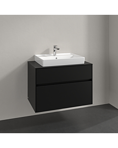 Villeroy und Boch Collaro vanity unit C08000VL 80x54.8x50cm, washbasin in the middle, volcano black