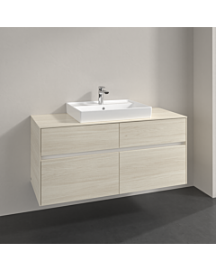 Villeroy und Boch Collaro meuble sous-vasque C088B0AA 140x54,8x50cm, vasque au milieu, éclairage LED 10,4 W, chêne blanc