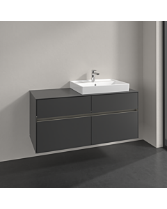 Villeroy und Boch Collaro vanity unit C086B0VR 140x54.8x50cm, washbasin right, LED lighting 10.4W, graphite