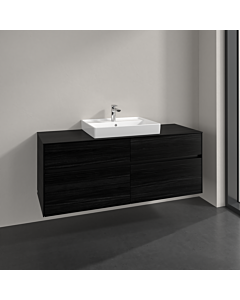 Villeroy und Boch Collaro meuble sous-vasque C084B0AB 140x54,8x50cm, vasque au milieu, éclairage LED 10,4 W, chêne noir