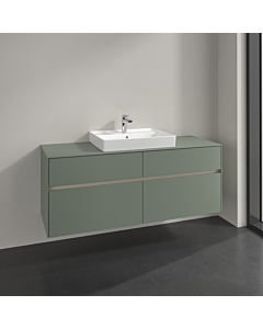 Villeroy und Boch Collaro vanity unit C087B0AF 120x54.8x50cm, washbasin in the middle, LED lighting 8.8 W, soft green