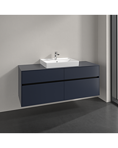 Villeroy und Boch Collaro meuble sous-vasque C088B0VQ 140x54,8x50cm, lavabo au milieu, éclairage LED 10,4 W, bleu marine