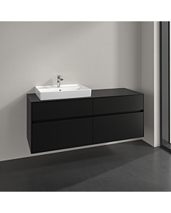 Villeroy und Boch Collaro vanity unit C085B0VL 140x54.8x50cm, washbasin left, LED lighting 10.4W, volcano black