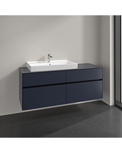 Villeroy und Boch Collaro Waschtischunterschrank C089B0VQ 140x54,8x50cm, Waschtisch links, LED-Beleuchtung 10,4W, marine blue