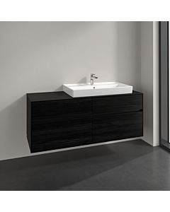 Villeroy und Boch Collaro meuble sous-vasque C090B0AB 140x54,8x50cm, meuble sous-vasque à droite, avec éclairage LED, chêne noir