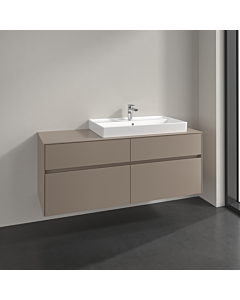 Villeroy und Boch Collaro meuble sous-vasque C090B0VM 140x54,8x50cm, meuble sous-vasque à droite, avec éclairage LED, taupe