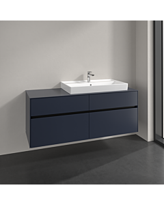 Villeroy und Boch Collaro Waschtischunterschrank C090B0VQ 140x54,8x50cm, Waschtisch rechts, mit LED-Beleuchtung, marine blue