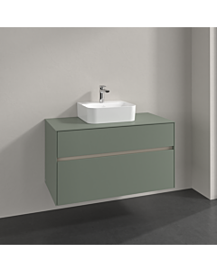 Villeroy und Boch Collaro meuble sous-vasque C094B0AF 100x54,8x50cm, lavabo au milieu, éclairage LED 7,3 W, vert tendre