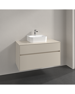 Villeroy und Boch Collaro vanity unit C09400VN 100x54.8x50cm, washbasin in the middle, cashmere grey