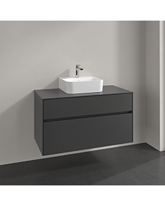 Villeroy und Boch Collaro vanity unit C094B0VR 100x54.8x50cm, washbasin in the middle, LED lighting 7.3 W, graphite
