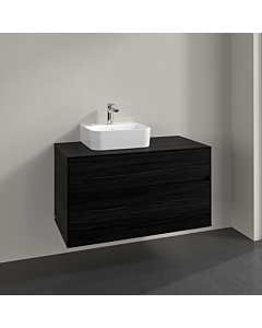 Villeroy und Boch Collaro vanity unit C095B0AB 100x54.8x50cm, washbasin left, LED lighting 7.3 W, black oak