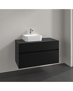 Villeroy und Boch Collaro vanity unit C095B0VL 100x54.8x50cm, washbasin left, LED lighting 7.3 W, volcano black