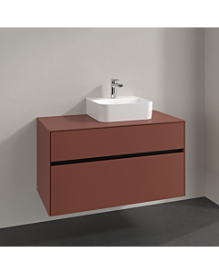 Villeroy und Boch Collaro Waschtischunterschrank C096B0AH 100x54,8x50cm, Waschtisch rechts, LED-Beleuchtung 7,3 W, wine red