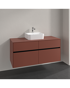 Villeroy und Boch Collaro Waschtischunterschrank C097B0AH 120x54,8x50cm, Waschtisch mittig, LED-Beleuchtung 8,8 W, wine red