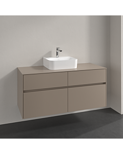 Villeroy und Boch Collaro meuble sous vasque C097B0VM 120x54,8x50cm, vasque au milieu, éclairage LED 8,8 W, taupe