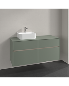 Villeroy und Boch Collaro Waschtischunterschrank C098B0AF 120x54,8x50cm, Waschtisch links, LED-Beleuchtung 8,8 W, soft green