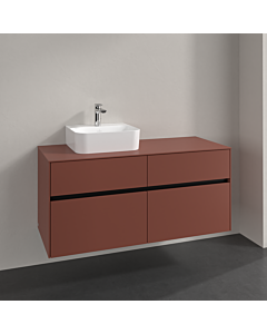 Villeroy und Boch Collaro meuble sous vasque C09800AH 120x54,8x50cm, vasque à gauche, bordeaux