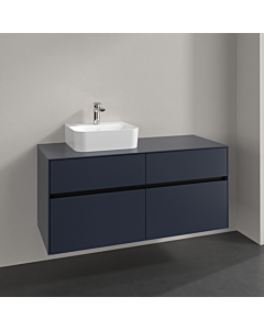 Villeroy und Boch Collaro meuble sous vasque C098B0VQ 120x54,8x50cm, vasque à gauche, éclairage LED 8,8 W, bleu marine