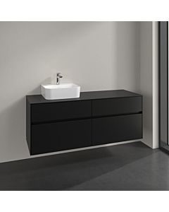 Villeroy und Boch Collaro meuble sous vasque C101B0VL 140x54,8x50cm, vasque à gauche, éclairage LED 10,4W, noir volcan